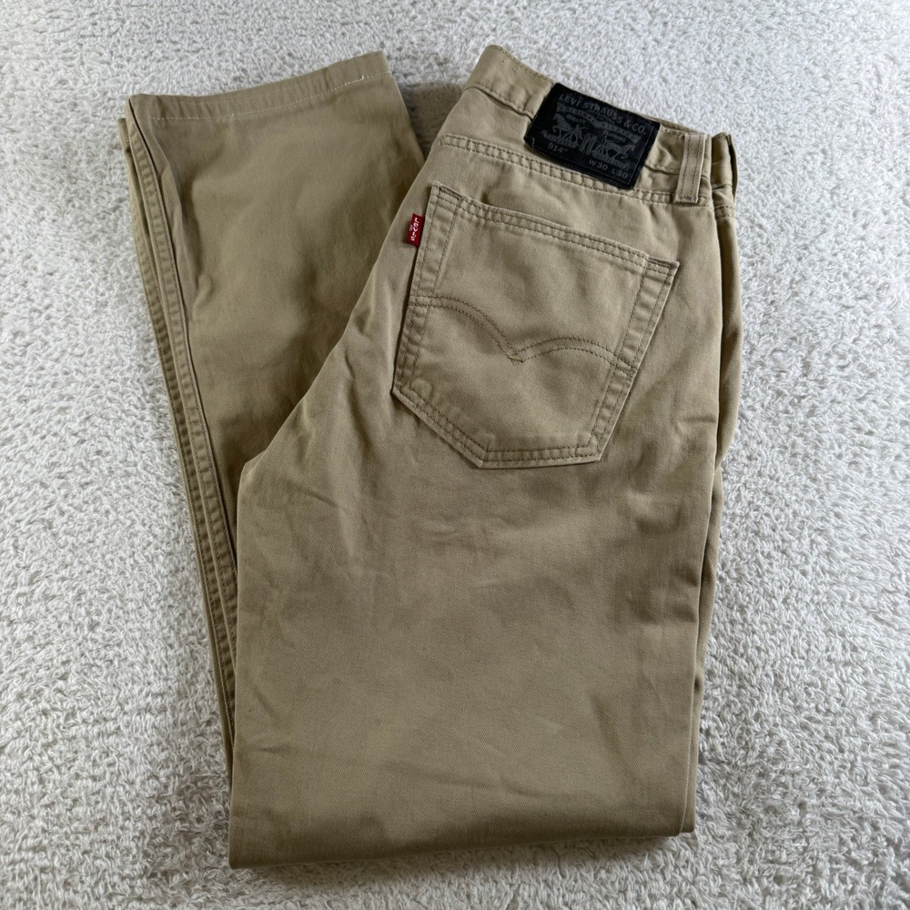 Levi's 514 Straight Fit Pants Mens W30 L30 Khaki Tan Excellent Twill Trousers
